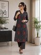 Black Chequered Kurta Pant Set – KP027