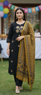 Black Dabu Cotton Salwar Set - CS005