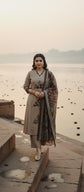 Cream with Brown Dabu Cotton Salwar Set - CS007