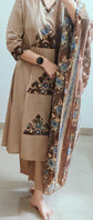 Cream with Brown Dabu Cotton Salwar Set - CS007