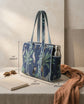 Dark Blue Quilted Medium Tote Bag
