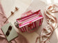 Dark Pink Striped Quilted Medium Tote Bag