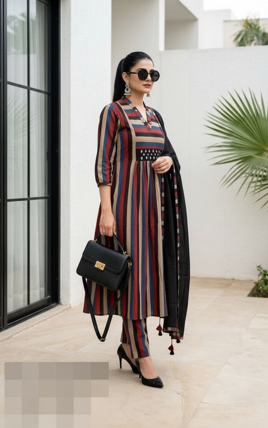 Designer Striped Cotton Salwar Set – CS033