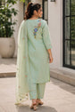 Dual shade Green Bamboo Linen Embroidered  Salwar Set – LS010