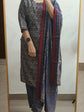 Elephant Grey with Red Muslin Salwar Set - MS001