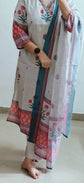 Greyish White Linen Salwar Set - LS005