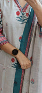 Greyish White Linen Salwar Set - LS005