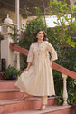 Khadi Embossed Floral A-Line Kurta Pant Set – KP030