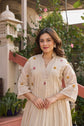 Khadi Embossed Floral A-Line Kurta Pant Set – KP030