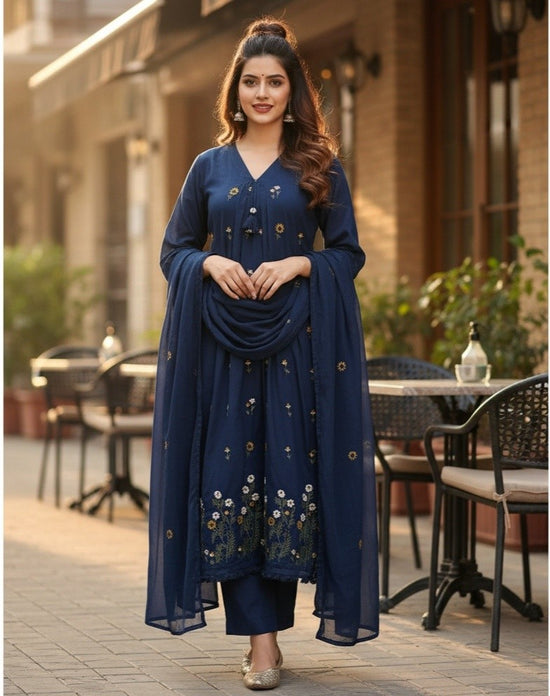 Royal Blue Mul Cotton Salwar Set – CS014