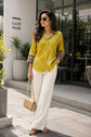 Mustard Bandhani Print Natural Crepe Shirt – SH002