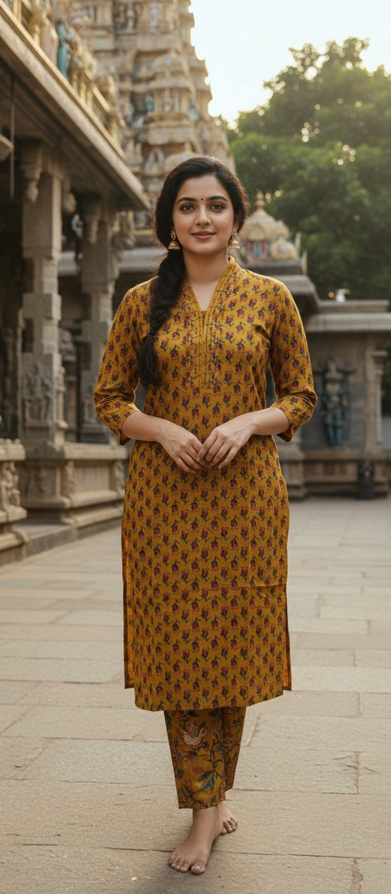 Mustard Yellow Kurta Pant Set – KP017