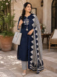 Navy Blue Striped Cotton Salwar Set – CS024