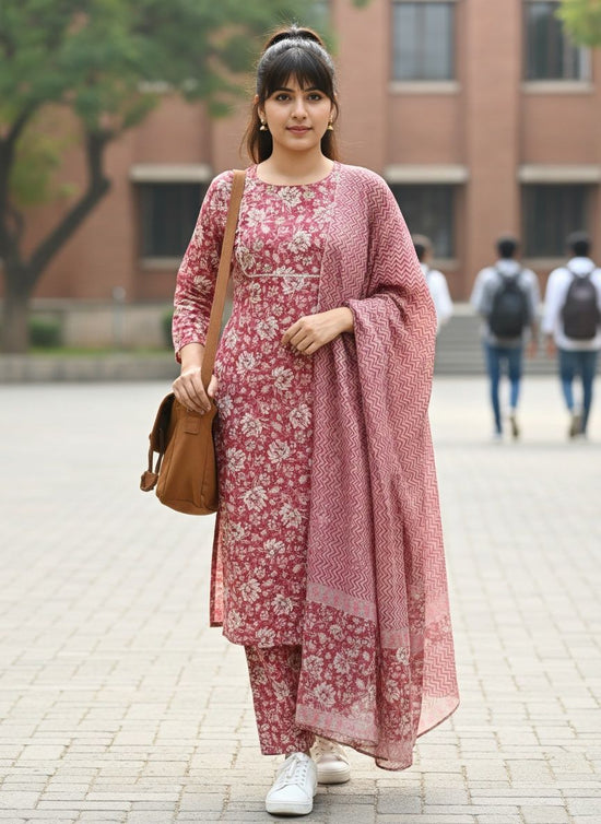 Pink Cotton Regular Salwar Set - BS002