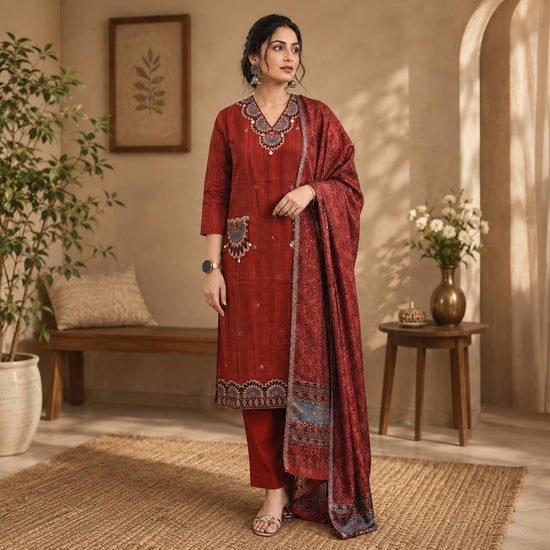 Premium Cotton Embroidered Straight Kurta Pant Set – CP032