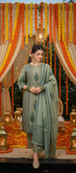 Premium Green Linen Chanderi Salwar Set - LCS001