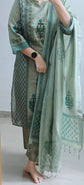 Premium Green Linen Chanderi Salwar Set - LCS001