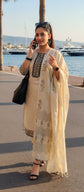 Premium Half white Linen chanderi Salwar Set - LCS002