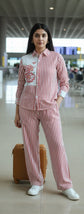 Red Striped Co-ord Set with Appliqué Patch Detailing - CSD003