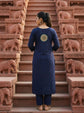 Royal Blue Dabbu Cotton Salwar Set with Kalamkari Patch - CS002