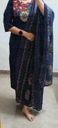 Royal Blue Dabbu Cotton Salwar Set with Kalamkari Patch - CS002