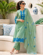 Sage Green Glass Organza Appliqué Salwar Set – OS001