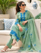 Sage Green Glass Organza Appliqué Salwar Set – OS001