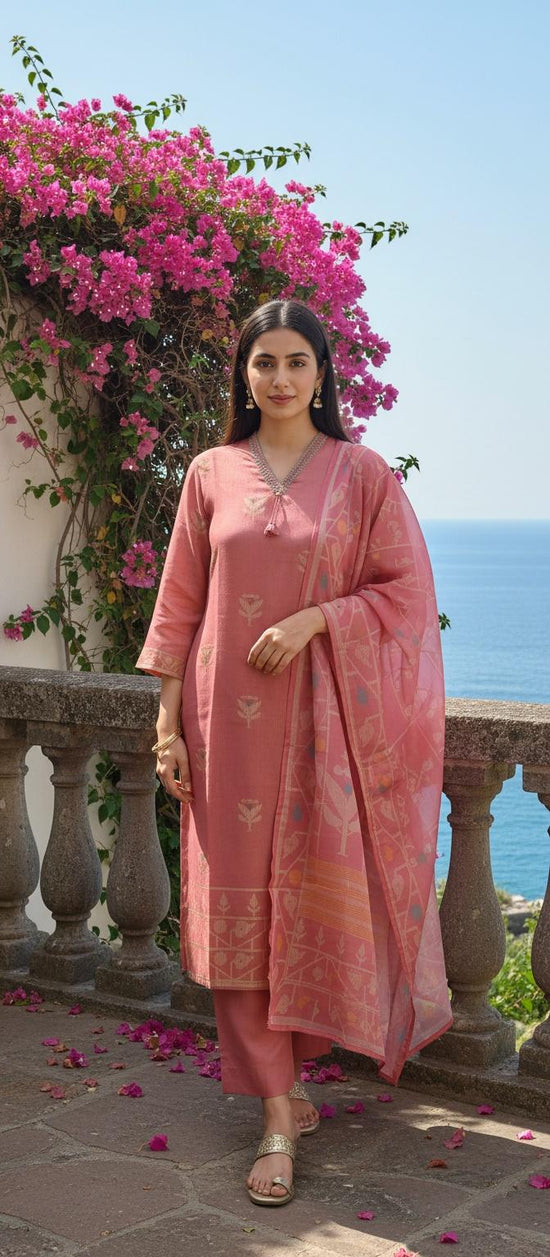 Soft Peach Linen Salwar Set - LS003