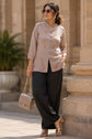 Taupe Bloom Embroidered Mulchanderi Shirt with Inner – SH001