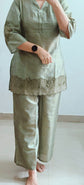 Trendy Green Self-Detail Co-ord Set - CSD004