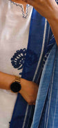 White & Indigo Linen Block Print Salwar Set - LS001