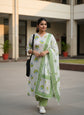 White with Green Regular Salwar Set - BS004